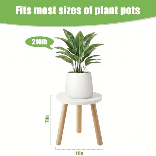 Wood Plant Stands Indoor, White Plant Stand Modern Plant Table for Large Plants, Wooden Plant Stool, Tall Plant Holder Small Round Side for Living Room, Balcony, Office (1 Pack) - color: White