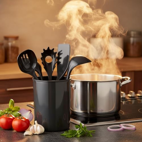 Calypso Basics by Reston Lloyd 6PC Melamine Utensil Holder Set, Rust-Free - color: Gray, size: Utensil Holder Set