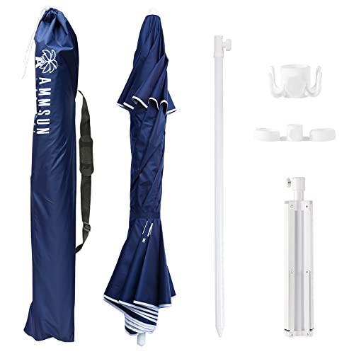 AMMSUN Shade Umbrella, Premium Portable Umbrella with Stand, 6.5ft Lightweight Free Standing Canopy for Sporting Games, Adjustable Instant Sun Protection and Easy to Carry, Navy Blue - color: Navy Blue