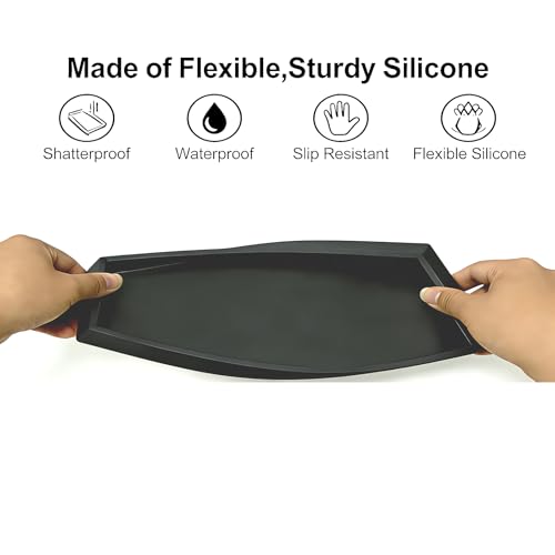 Bloss Vanity Tray with Soap Dish - 11.8x5.1inch BathroomTrays, Silicone Vanity Tray, Marble Countertop Trays, Toilet Tank Tray, Kitchen Counter Trays - color: Black, size: 11.8" x 5.1" x 0.9"