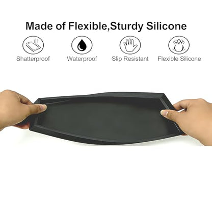 Bloss Vanity Tray with Soap Dish - 11.8x5.1inch BathroomTrays, Silicone Vanity Tray, Marble Countertop Trays, Toilet Tank Tray, Kitchen Counter Trays - color: Black, size: 11.8" x 5.1" x 0.9"