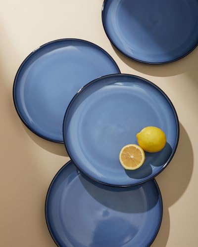 Stoneware Dinnerware Sets, Ceramic Plates and Bowls Set, Microwave & Dishwasher Safe Kitchen Dish Set, Modern Dinner Plates | Salad Plate | Cereal Bowls for 4, Dishware Sets Blue - color: Mist Blue, size: Set (12pcs)