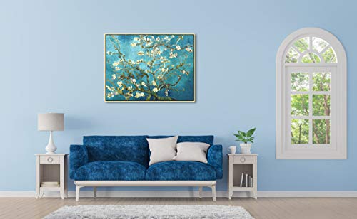 Wieco Art Framed Wall Art Giclee Canvas Prints of Almond Blossom by Vincent Van Gogh Paintings Reproduction Abstract Artwork for Wall Decor - size: 32"L x 24"W