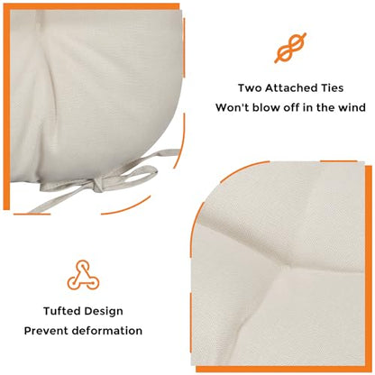 Magpie Fabrics Outdoor Tufted Seat Cushion 19"x19" Set of 2 (Cream) | Waterproof Patio Chair Pads with ties Tatami Floor Pillow for Room Garden Balcony Office - color: Cream