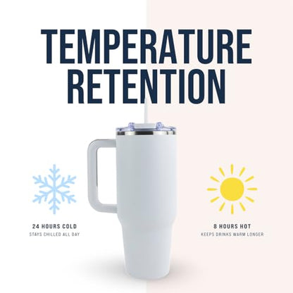 Hogg Big Swig 40oz Tumbler with Handle and Straw - White, 40 oz Tumbler, Insulated Cup with Handle, 40oz Water Bottle with Straw, Thermal Cups, Leak Proof Lid, Travel Mugs, Stainless Steel - color: White
