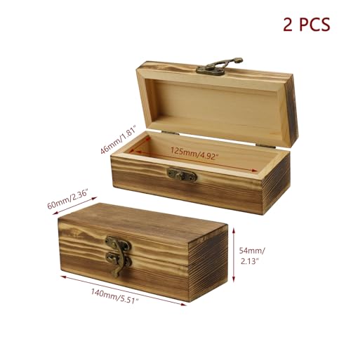 KUMGROT Wooden Box With Hinged Lid - Writable Vintage Gift Box | Handmade Solid Wood Storage for Photos, Jewelry, Coins, Cards - 5.5" x 2.4" x 2.1", Brown - style: Small Rectangular