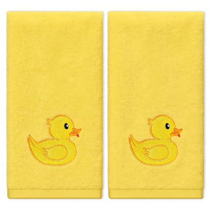 FYSUIMU Rubber Ducky Hand Towels Yellow Duck Embroidered Cotton Bathroom Towel Absorbent Bath Towel for Kitchen Dish Drying Cleaning Cooking, 29.5 x 13.7 Inch, 2Pcs - color: Yellow