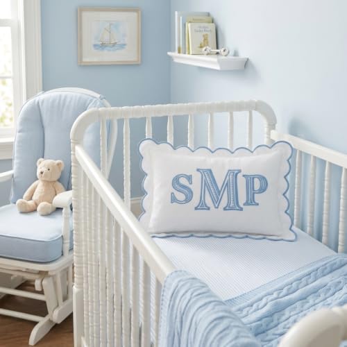 Monogram Pillow Cover, Embroidered Pillow Covers, Personalized Initials Name Pillowcase, Custom Monogrammed Baby Pillows, Nursery Decorations, Couch Bed Room Pillow Case - color: 05