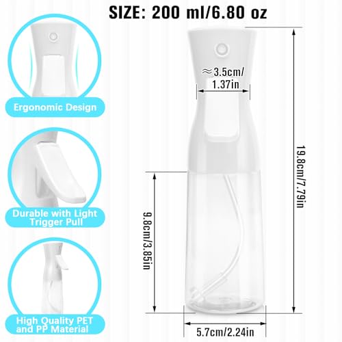 Spray Bottle For Hair,Continuous Water Mister for Hairstyling, Salons, Cleaning, Plants,Essential Oil Scents,Ultra Fine Mist Sprayer,6.8 OZ /200 ML-White(Christmas Gifts) - color: Bright White