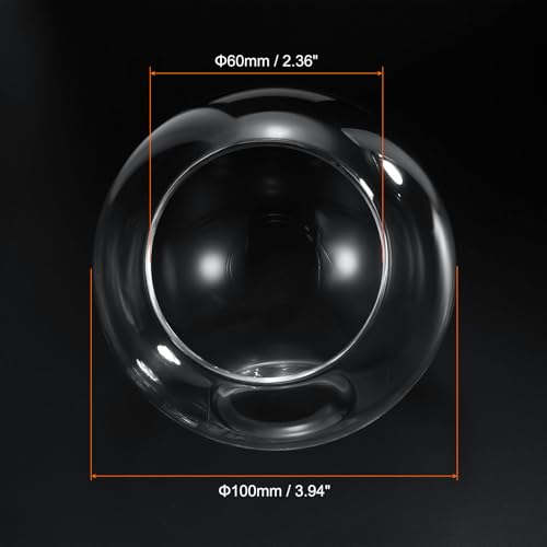 PATIKIL Round Globe Terrarium Air Plant Planter, 4 Inch Clear | High Borosilicate Glass, Table Decorations, for Succulent, Tillandsia - size: 4 Inch