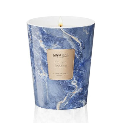 M&SENSE Ocean Breeze Scented Soy Candle, 3 Wick Highly Scented 14.1 Oz 75H, Aromatherapy Christmas Gift for Women and Men - color: Ocean Breeze, size: Medium
