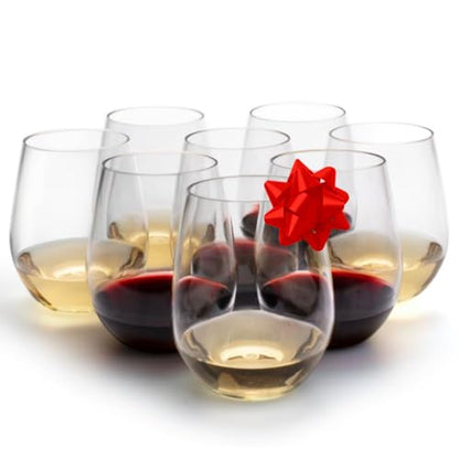 D'Eco 100% Tritan 20 oz Wine Glasses, Shatterproof Glassware, 8 Pack | Reusable, Crystal-Clear Plastic BPA-Free Tumblers for Red and White Wine, Indoor & Outdoor Cups For Parties & Entertaining