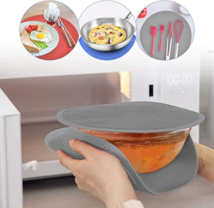 Pack 2,KooMall 12 10 8 Inch Multi-use Microwave Mat, Trivet, Pot Holders, Drying, Baking, Place Mat, Utensils Rest, Silicone Cover Pad for Hot Pot Pan,Plates Dishes Kitchen Counter,Heat Resistant,Gray - color: 2pack 12+10+8 Gray