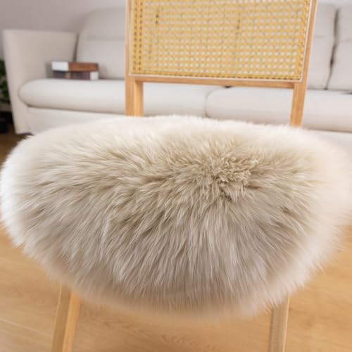 LLB Sheepskin Chair Pads - Office & Dining Room Chair Cushions (16.5" Round, Cream Brown) - color: Cream Brown, size: Round 16.5" (Pack of 1)
