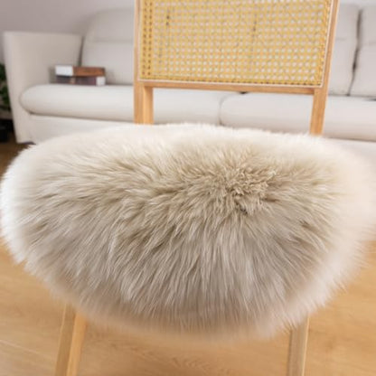 LLB Sheepskin Chair Pads - Office & Dining Room Chair Cushions (16.5" Round, Cream Brown) - color: Cream Brown, size: Round 16.5" (Pack of 1)