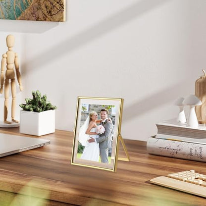 3 Pack Gold Floating Frame 5x7 Picture Frame Holds 4x6 5x7in Photo, Gold Metal Frames for Anniversary, Birthday or Wedding, Home or Office Décor - size: 5x7