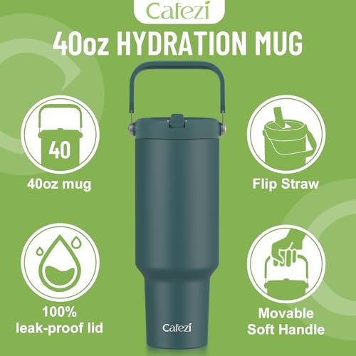 40 oz Insulated Tumbler with Top Handle and Flip Straw | Vacuum Insulated Stainless Steel Cup with Leak-Proof Lid, Sweat-Free, Fits Cup Holder, Keeps Ice Cold up to 30 Hours - color: Floral, size: 40 Ounces
