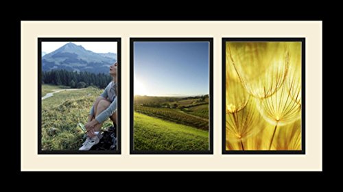 ArtToFrames Collage Photo Frame Single Mat with 3-5x7 Openings with Satin Black Frame and Baby Blue mat. - color: 3 - 5x7 - (2157), size: Baby Blue