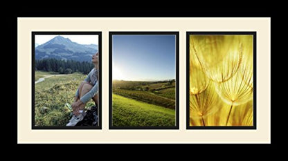 ArtToFrames Collage Photo Frame Single Mat with 3-5x7 Openings with Satin Black Frame and Baby Blue mat. - color: 3 - 5x7 - (2157), size: Baby Blue