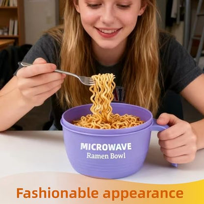 Layron Ramen Cooker Bowl - 45 oz Microwaveable Noodle Bowl Ramen in few Minutes- BPA Free and Dishwasher Safe Set with Chopsticks Perfect for Dorm, Small Kitchen, or Officee (purple) - color: Purple