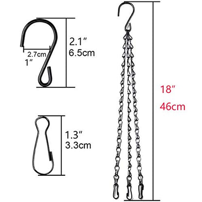 4pcs 18 inch Black Hanging Basket Chain with Hooks Flower Plant Pot Replacement Chain Hanger for Bird Feeders,Planters,Lanterns and Ornaments - size: 18 inch (4pcs)