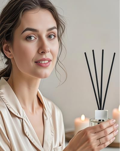 2PCS Reed Diffuser Bottles Empty, 10Pcs Reed Diffuser Stick, Aromatherapy | Diffuser Bottle Capacity 50ml (1.7oz) Diffuser Stick 3.5mm-190mm, Suitable for Home, Hotel, Restaurant, Office Aromatherapy