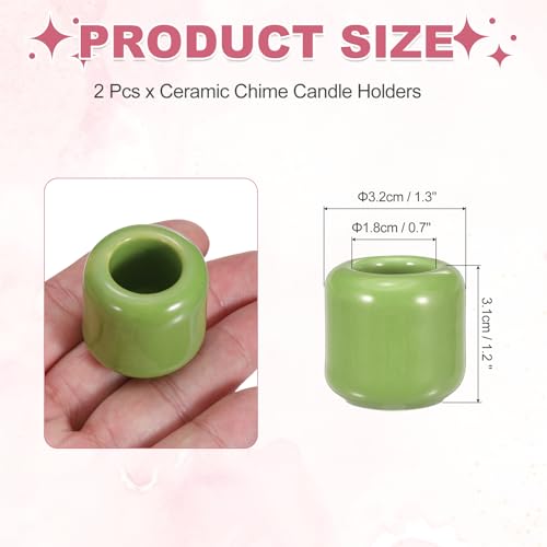 uxcell 2 Pcs Ceramic Chime Candle Holders, Small Ceramic Candle Holders for Birthday Parties Dinners Weddings Table Centerpiece Gatherings Anniversaries Occasions, Light Green - color: Light Green