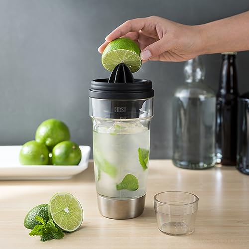 Host All in One Cocktail Shaker Set with Measurements, Reamer, Bottle Opener, Strainer and Jigger for Cold Brew Cocktails, Home Bar, Bartending, Camping, Picnic, Outdoor Party, On the Go, 18 oz - style: All in One Shaker