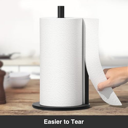 Paper Towel Holder Black Stainless Steel Kitchen Countertop Roll Organizer | Standing Paper Towel Holders Roll Dispenser Simple Black - color: Black
