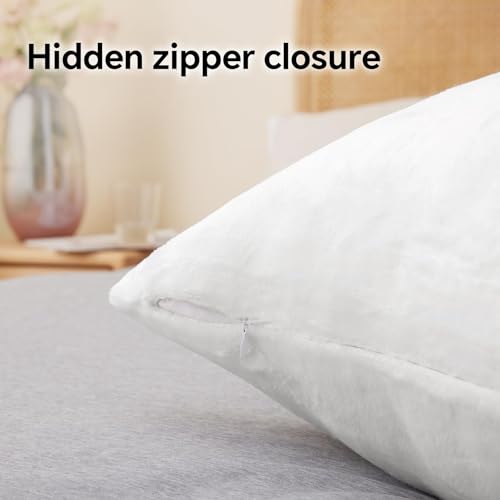 BEDELITE Flannel King Size Pillow Cases Set of 2, Bright White, 20x36 in | Super Cozy Fuzzy Velvet Pillow Shams with Zipper Closure, Soft Fleece Pillowcases for Bedroom, Sofa, Couch, All-Season Use - color: Bright White, size: 36" x 20" (Pack of 2)