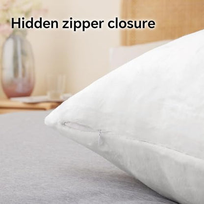 BEDELITE Flannel King Size Pillow Cases Set of 2, Bright White, 20x36 in | Super Cozy Fuzzy Velvet Pillow Shams with Zipper Closure, Soft Fleece Pillowcases for Bedroom, Sofa, Couch, All-Season Use - color: Bright White, size: 36" x 20" (Pack of 2)