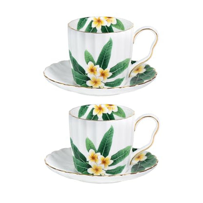 KAMMAK Tea Cups and Saucers Set of 2, Porcelain Coffee Cups, JBE012 | Stackable Espresso Mugs, Ceramic Demitasse for Coffee, Cappuccino, Latte, Americano, Tea - size: 8CZJBE012