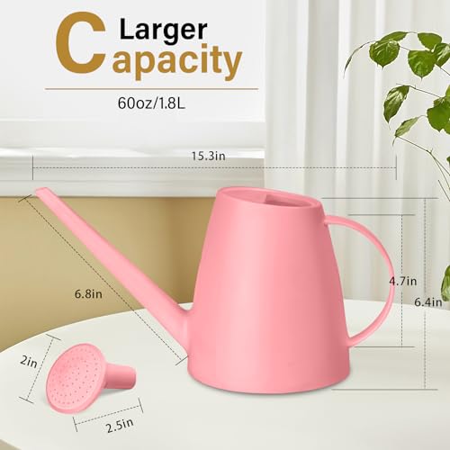 Plastic Watering Can - for Indoor and Outdoor House Plant Garden - with Long Spout - 1/2 Gallon - Pink - color: Pink