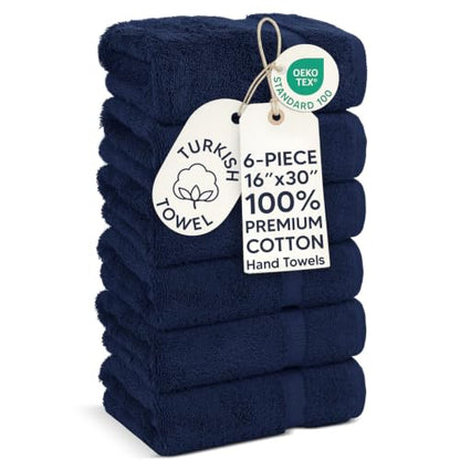 Chakir Turkish Linens | Hotel & Spa Quality 100% Cotton Premium Turkish Towels | Soft & Absorbent (6-Piece Hand Towels, Navy) - color: Navy