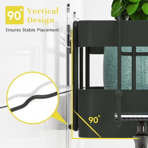 Heavy-Duty Adhesive Shower Rack, Dark Gray Storage | No Drill Wall Mounted Stainless Steel Shower Caddy Set with 44lbs Max Load, 0.43" Wire Spacing, Toothbrush & Soap Holder - color: Dark Gray