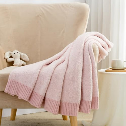 Carriediosa Heather Throw Blanket 60x80, 400GSM Ultra Soft Microfiber | Dusty Pink, Fuzzy Fluffy Cozy Plush Knit Knitted Throws, Lightweight Cute Preppy Fall Blankets for Couch, Bed - color: Heather - Dusty Pink, size: 60" X 80"