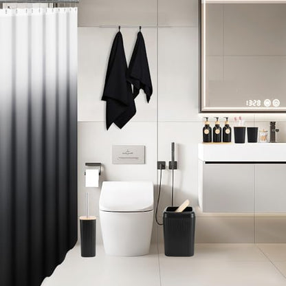32PCS Bathroom Set Bathroom Accessories with Shower Curtain and Bath Towel,Trash Can,Bathroom Decor,Black Shower Curtain Set,Toilet Brush,Trash Can & 3PCS Soap Dispenser - size: Bath Set+Shower Curtain+Towel Set, style: Black