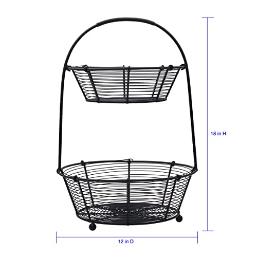 Gourmet Basics by Mikasa Tulsa Fruit Metal Storage Basket, 2-Tier - style: Tulsa