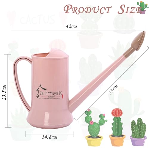 2L Thick Plastic Watering Can with Long Spout – Lightweight Garden Watering Can for Indoor & Outdoor Plants, Flowers, Balcony –Durable & Leakproof (Pink) - color: Pink