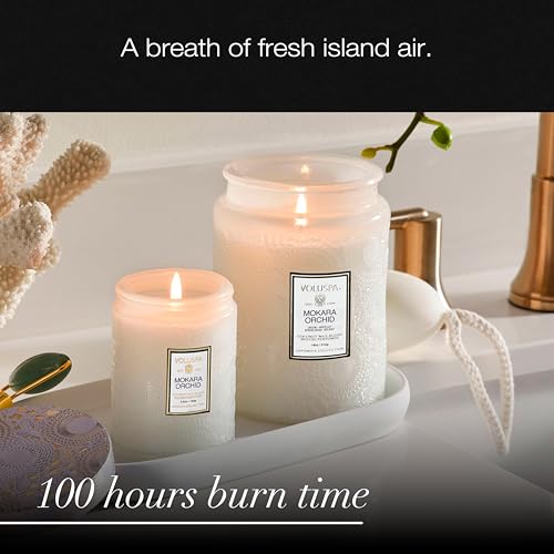 Voluspa Mokara Orchid Large Scented Candle Jar 18 Oz, 100 Hr Burn | Vegan Coconut Wax Blend With Natural Wick, USA Poured Gift for Hosts, Fragrance Lovers, Relaxed Rooms & Daily Ambience Use - color: 7 - Mokara Orchid