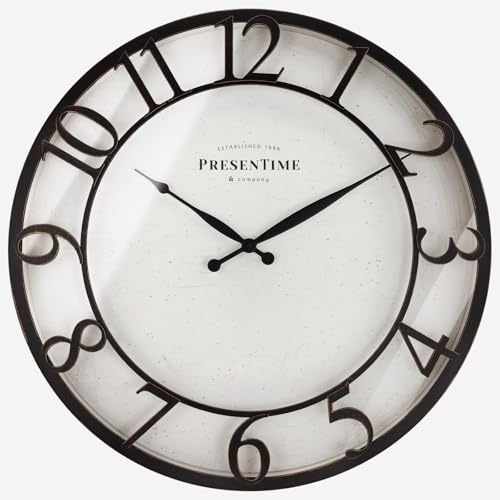 21" Farmhouse Series Wall Clock | Vintage Style, Retro Clock, Raised 3D Arabic Numeral, Oil Rubbed Bronze Finish. Wall Décor for Living Room and entryway - color: Oil Rubbed Bronze / Antique White, size: 21 inch