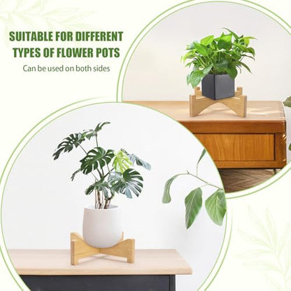 2 Packs Wooden Plant Stand Indoor Single Holder, Modern Flower Pot Stand Outdoor Riser, Short Plant Pedestal Fits 5.9''/15 CM Rack Table Base Home Garden Decor