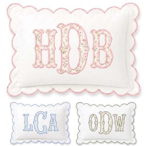 Monogram Pillow Cover, Custom Embroidered Pillow Covers, Personalized Initials Name Pillowcase, Wild Flower Monogrammed Baby Pillows, Couch Bed Room Pillow Gifts for Kids Boy Girls, Nursery Decoration - color: 11