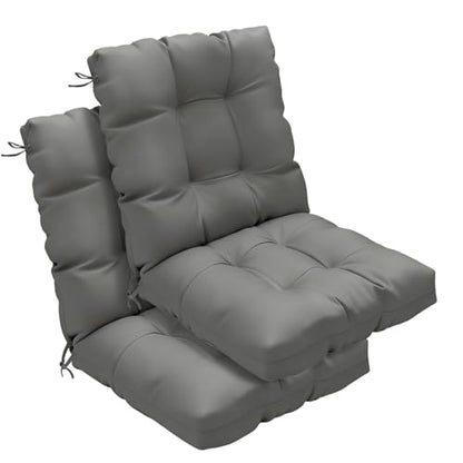 Outdoor Chair Cushions 42x21x4 Inch Set of 2, Dark Gray | Patio Cushions for Dining Rocking Chairs, High Back Soft Seat Pad with Ties, Waterproof Fade Resistant, Indoor Outside Use - color: Dark Gray