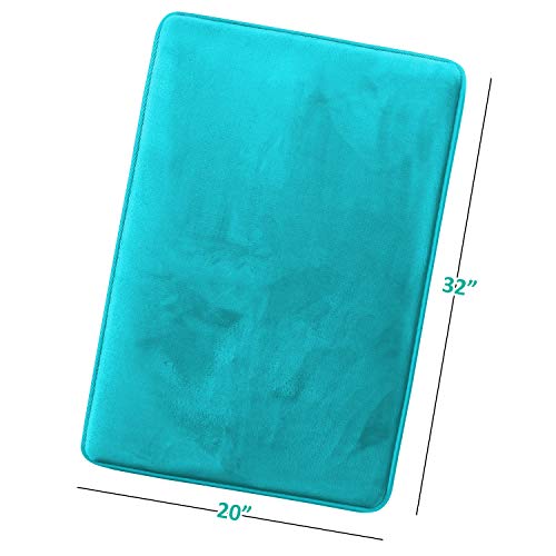 Clara Clark Bathroom Rugs, Ultra Soft Plush Bath Mat for Bathroom, Non-Slip, Velvet Memory Foam Bath Rugs, 20 x 32, Solid Teal Blue