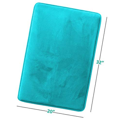 Clara Clark Bathroom Rugs, Ultra Soft Plush Bath Mat for Bathroom, Non-Slip, Velvet Memory Foam Bath Rugs, 20 x 32, Solid Teal Blue
