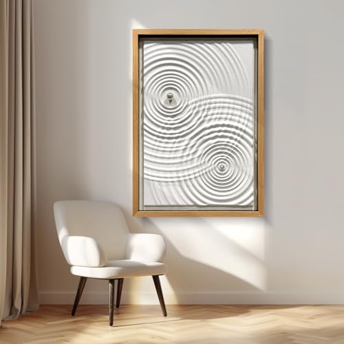 BrightA Modern Wave Texture Wood Wall Art with Silver Metal Sphere, Light Gray 3D Carved Panel for Living Room Bedroom Office Decor 27.5"x39.4" - color: Silver gray + white + light wood color + natural wood tone, size: 27.5"x39.4"