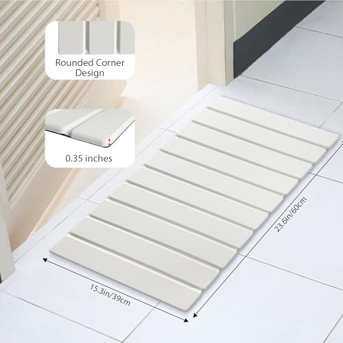 Foldable Stone Bath Mat Quick Drying Diatomaceous Earth Rubber Backing | 23.6 x 15.4 inch, Non-Slip Shower Mat, Super Absorbent, Easy to Clean, Bathroom Mat, Kitchen Rug, Water Absorbent Mat - color: White