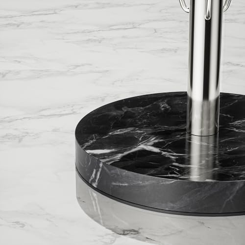 YIGII Heavy Marble Base Paper Towel Holder Countertop - Standing Paper Towel Roll Holder with Black Weighted Base, Gold Papertowel Holder for Kitchen - style: Silver & Black Marble