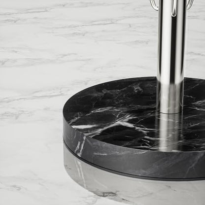 YIGII Heavy Marble Base Paper Towel Holder Countertop - Standing Paper Towel Roll Holder with Black Weighted Base, Gold Papertowel Holder for Kitchen - style: Silver & Black Marble